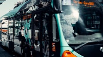 white and green bus on road during daytime