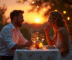 Couple heureux lors d un dîner d anniversaire dans leur jardin