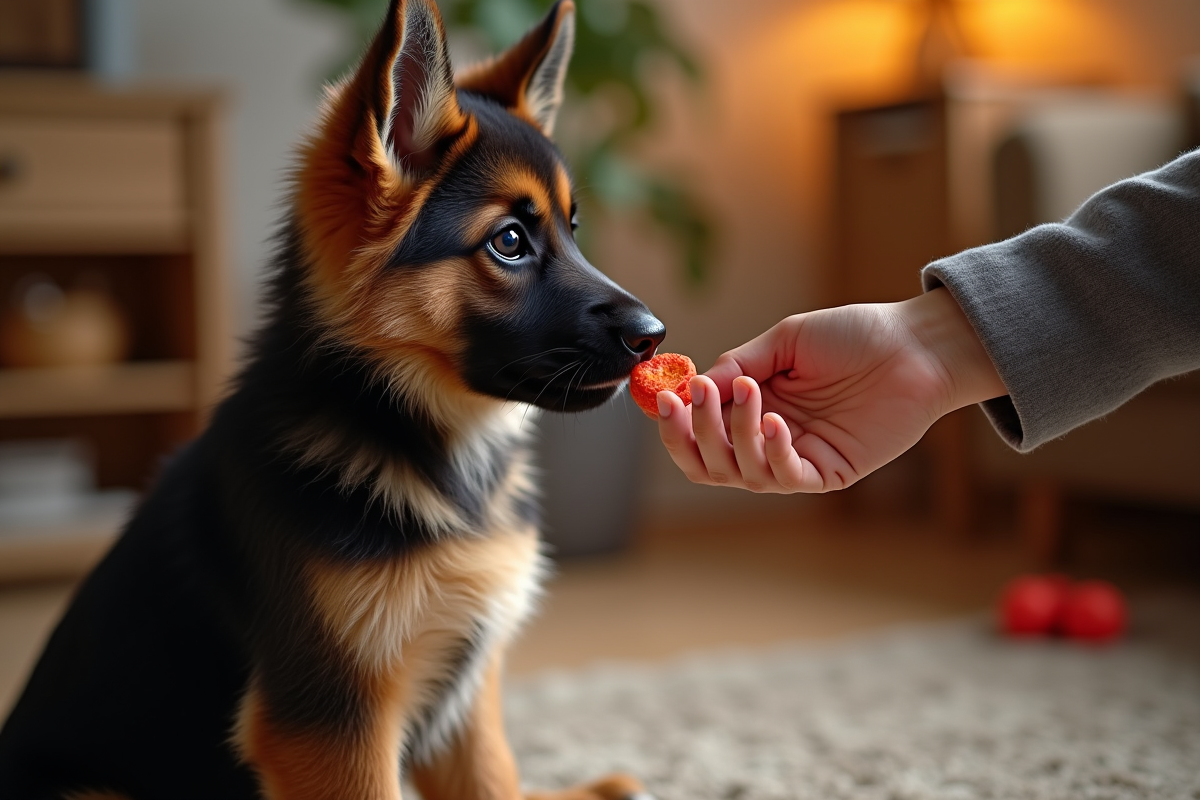 Chiot berger allemand apprenant à s