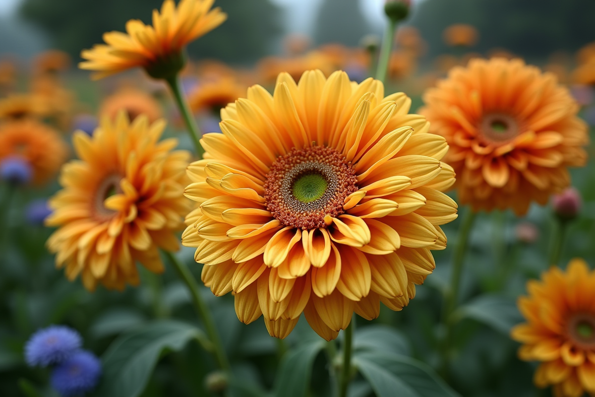 Fleurs de jardin atteintes de botrytis en gros plan naturel