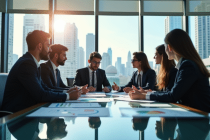 Groupe de professionnels analysant des graphiques financiers