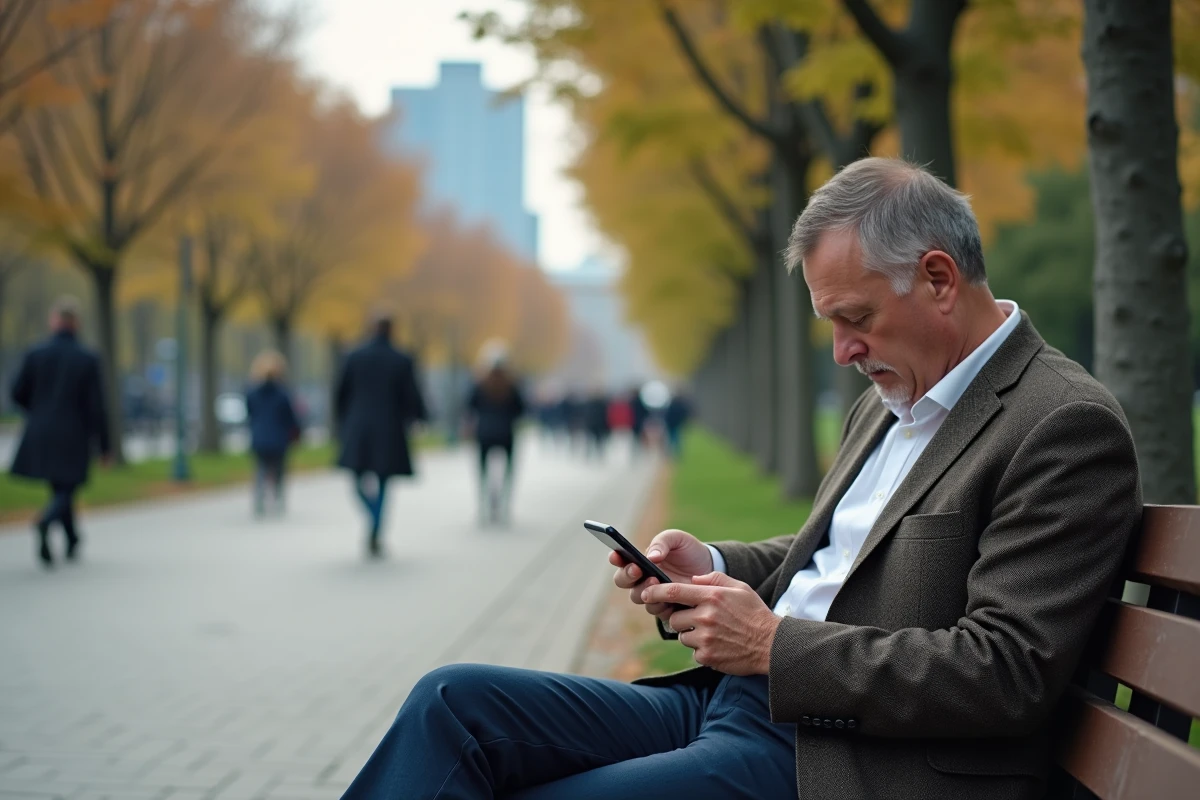 Homme d affaires lisant les nouvelles dans un parc