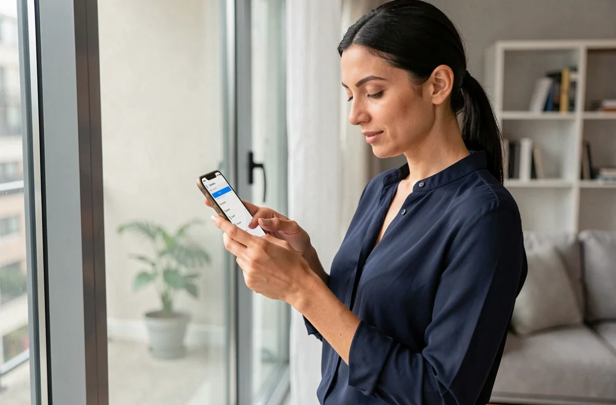 Jeune femme bloquant définitivement un numéro 02 70 dans les paramètres de son téléphone