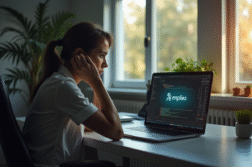 Personne inquiète au bureau regardant un ordinateur avec erreur