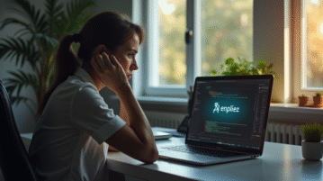 Personne inquiète au bureau regardant un ordinateur avec erreur