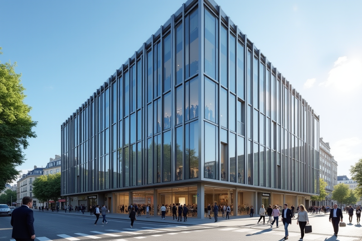 Bureau moderne de Nexity a Paris avec architecture en acier