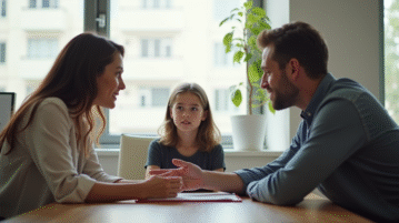 Travailleur social parlant avec un adolescent et parent